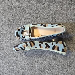 Stuart Weitzman Shoes Womens Size 9 Blue Leopard Calf Hair Loafer Buckle Capsule